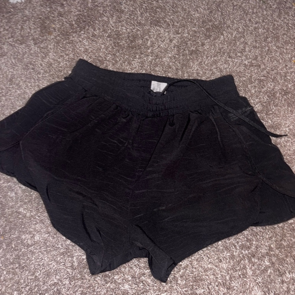 Pull&Bear Black Athletic Shorts with Elastic Waistband